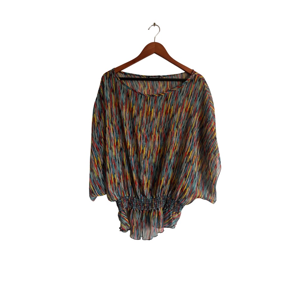 Cha Cha Vente Womens‎ Medium Multicolor Abstract Brushstroke top